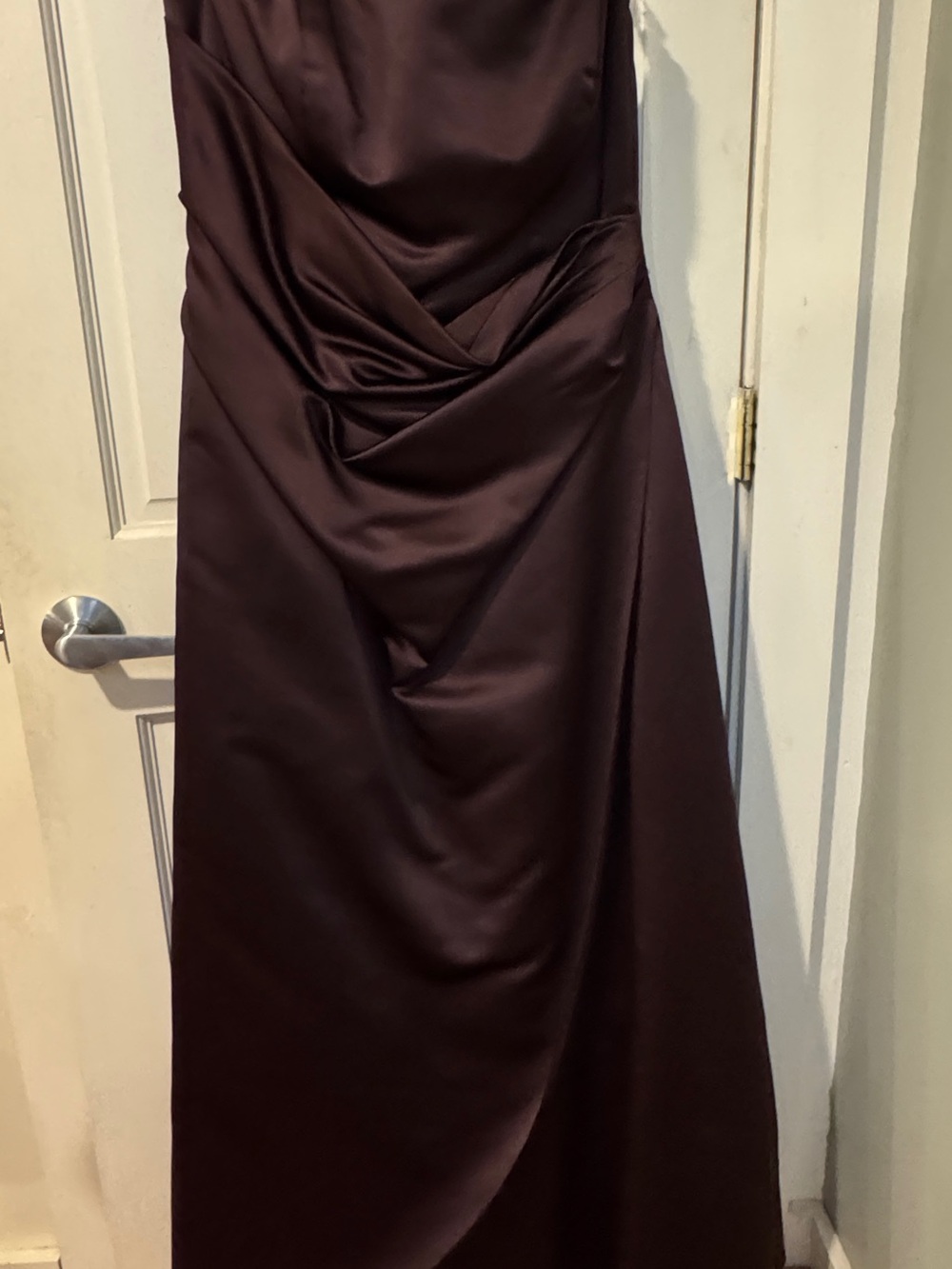 David's Bridal Long Brown Dress with Ruching